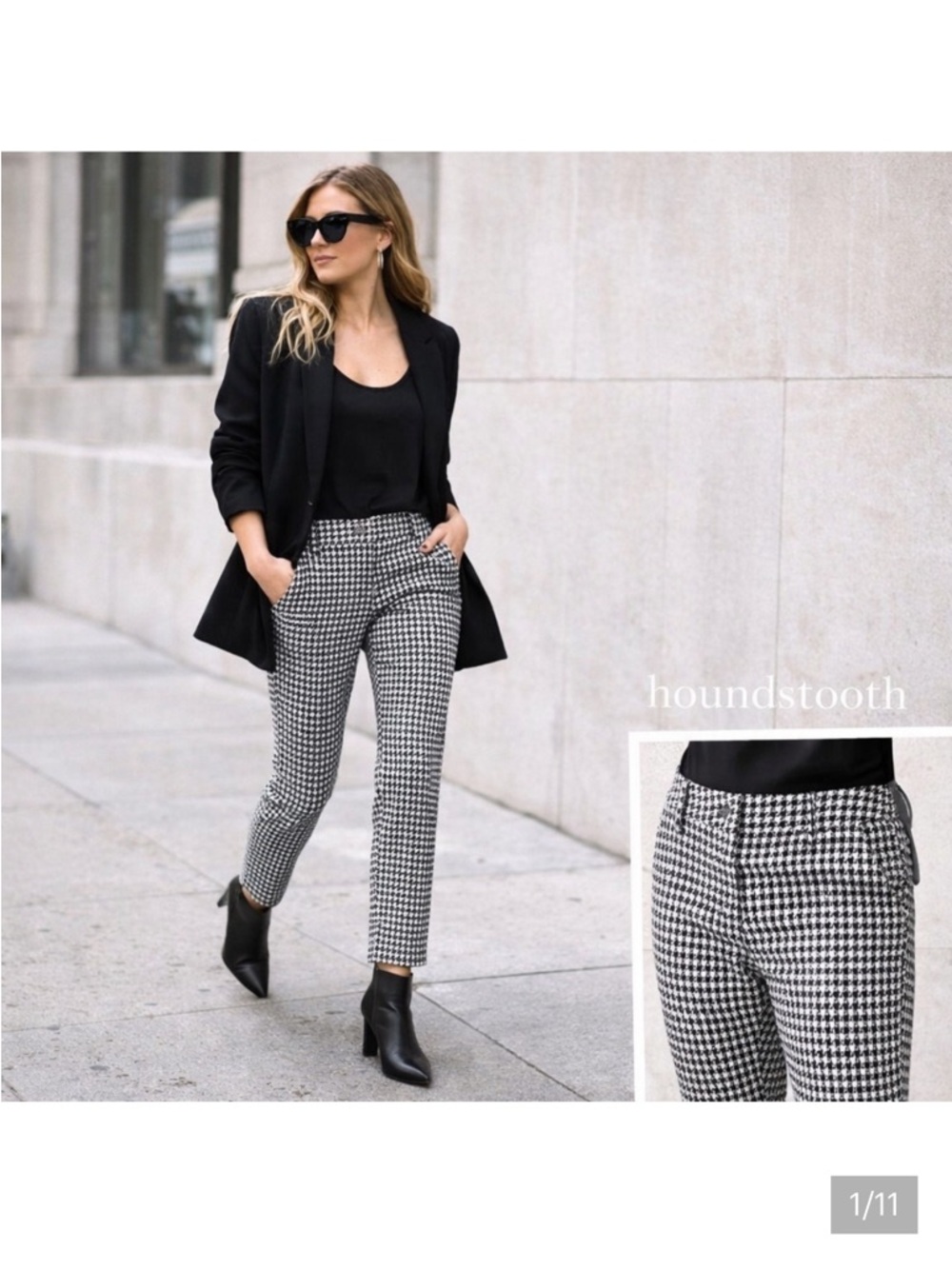 Express Ankle High Rise Black & White Houndstooth Ankle Pants 8